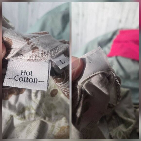 Hot Cotton Stylized Floral Earthtone Printed Heavyweight T-Shirt Sz L - Picture 4 of 5